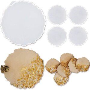 5 Pack Silicone Resin Molds, 1 Pcs Large Tray Mold for Resin + 4 Pack Geode Agat